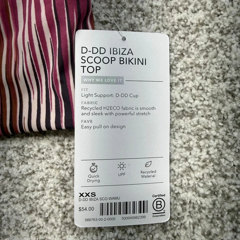 NWT Women's Athleta Warm-Colored Ibiza Scoop Swim Bikini‎ Top Size XXS D-DD Cup